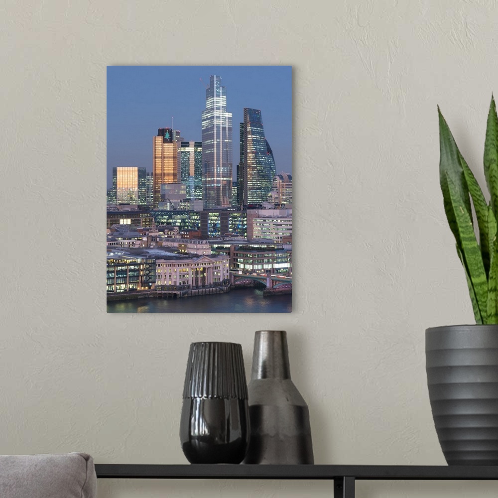 A modern room featuring City of London, Square Mile, image shows completed 22 Bishopsgate tower, London, England, United ...