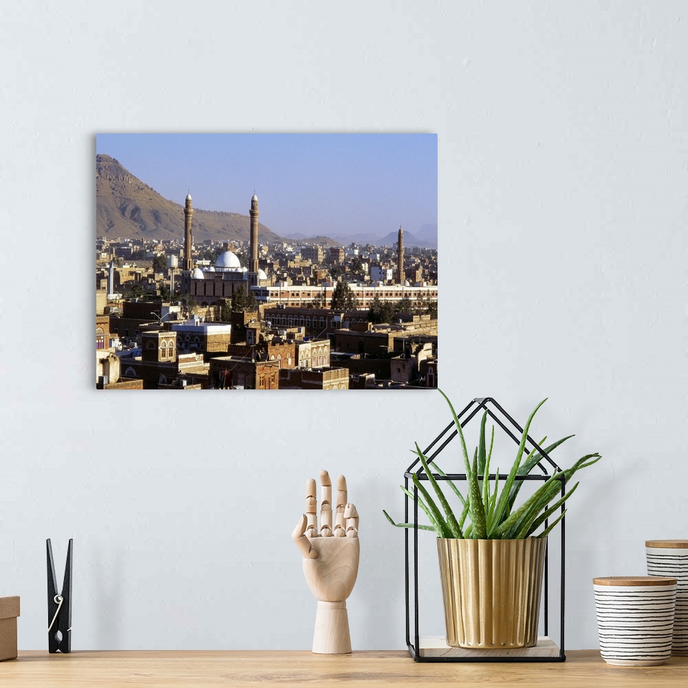 A bohemian room featuring Cityscape of Sanaa, Yemen, Middle East.