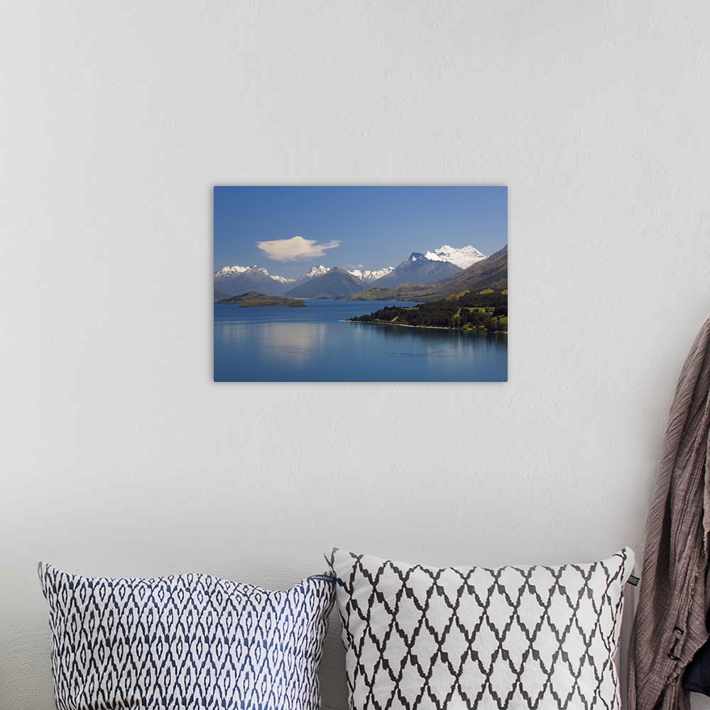 A bohemian room featuring Clear waters of Lake Wakatipu near Queenstown, Otago, South Island, New Zealand