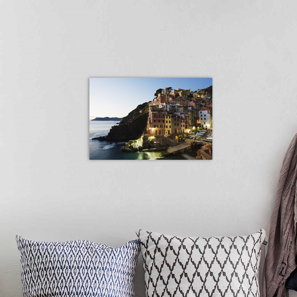A bohemian room featuring Clifftop village of Riomaggiore, Cinque Terre, Liguria, Italy