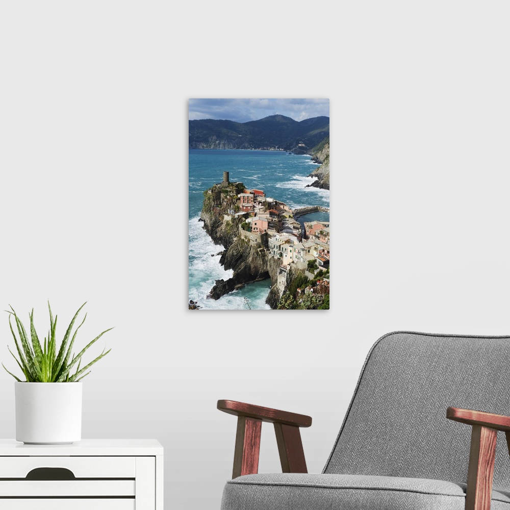 A modern room featuring Clifftop village of Vernazza, Cinque Terre, Liguria, Italy