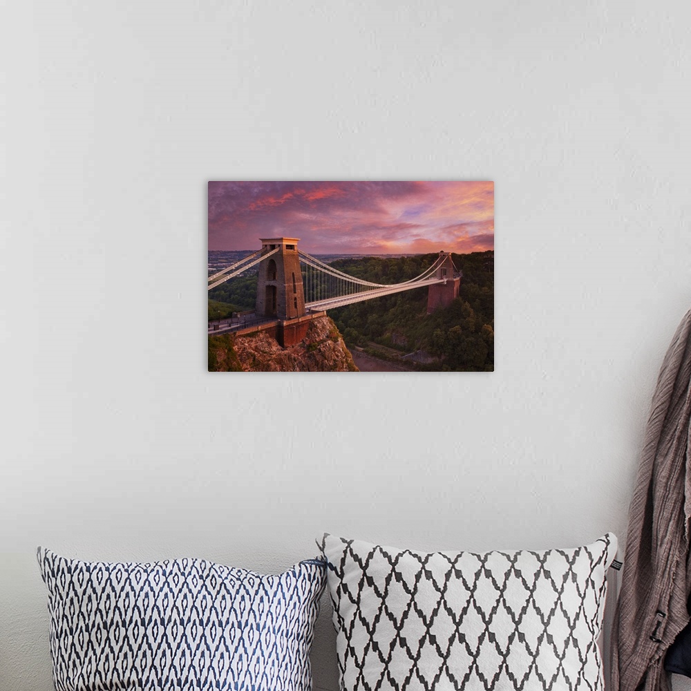 A bohemian room featuring Clifton Suspension Bridge at sunset, Clifton Downs, Bristol, England, United Kingdom, Europe