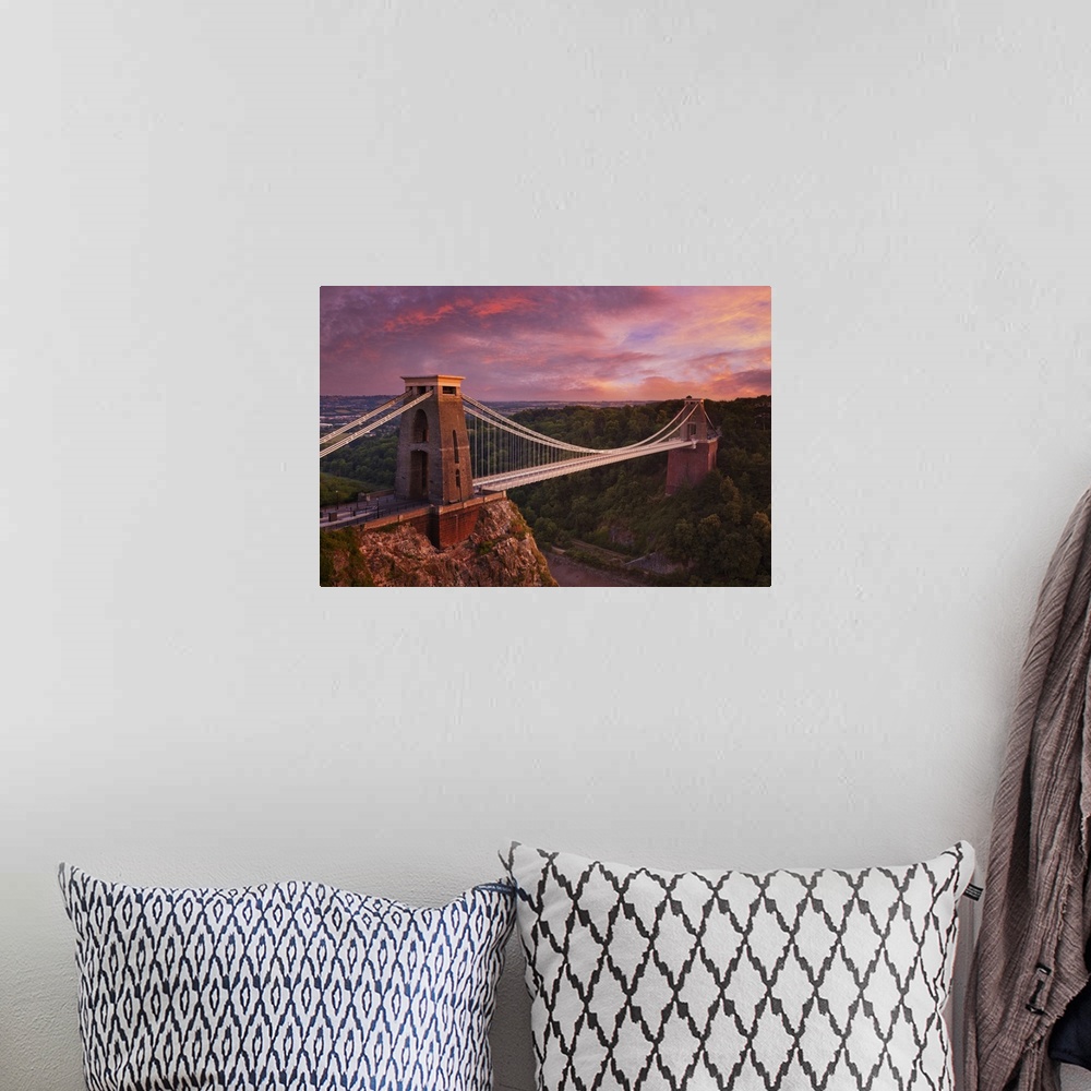 A bohemian room featuring Clifton Suspension Bridge at sunset, Clifton Downs, Bristol, England, United Kingdom, Europe