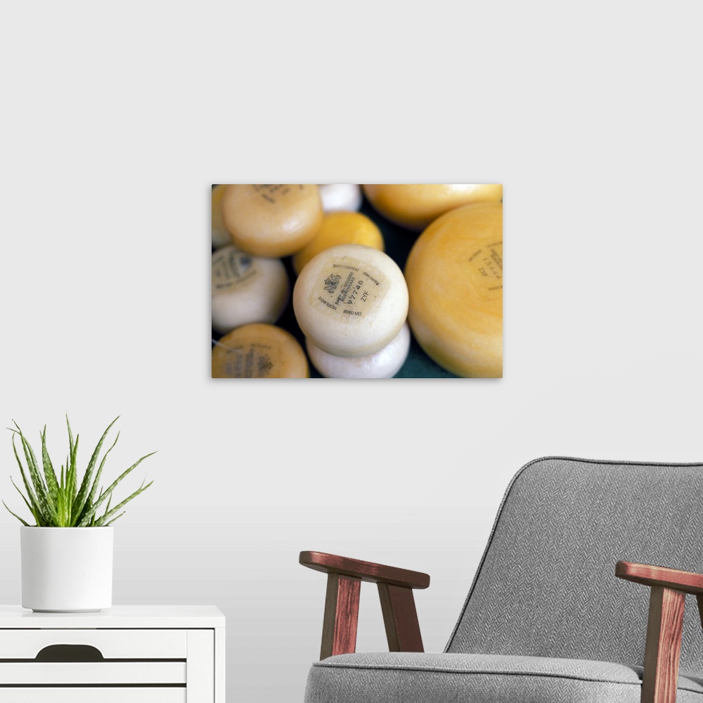 A modern room featuring Close-up of Dutch cheeses, Amsterdam, The Netherlands (Holland)