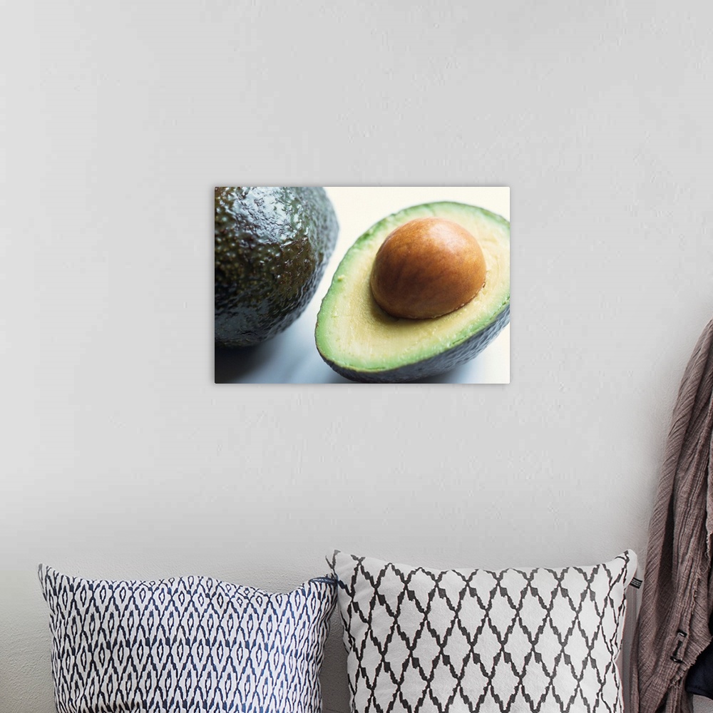 A bohemian room featuring Close-up of half an avocado pear, with stone