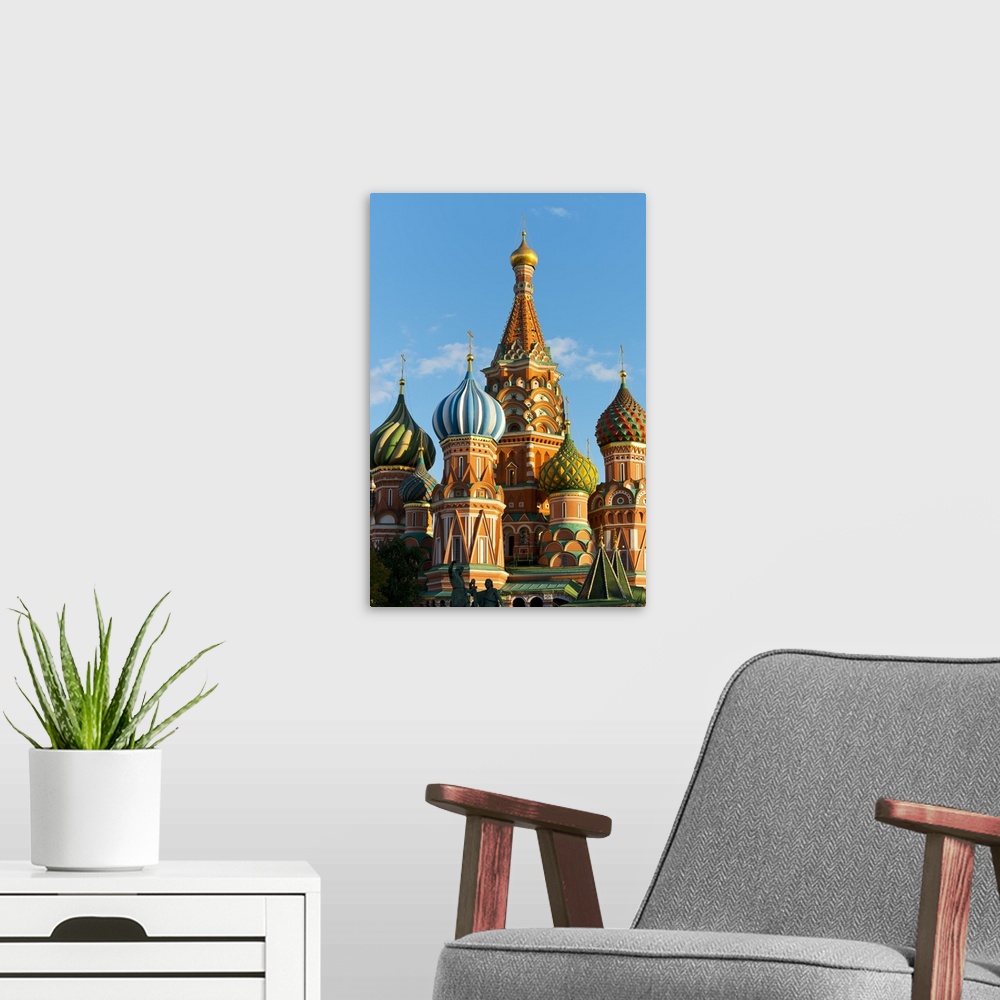 A modern room featuring Close-up of the domes of St. Basil's Cathedral, Moscow, Russia