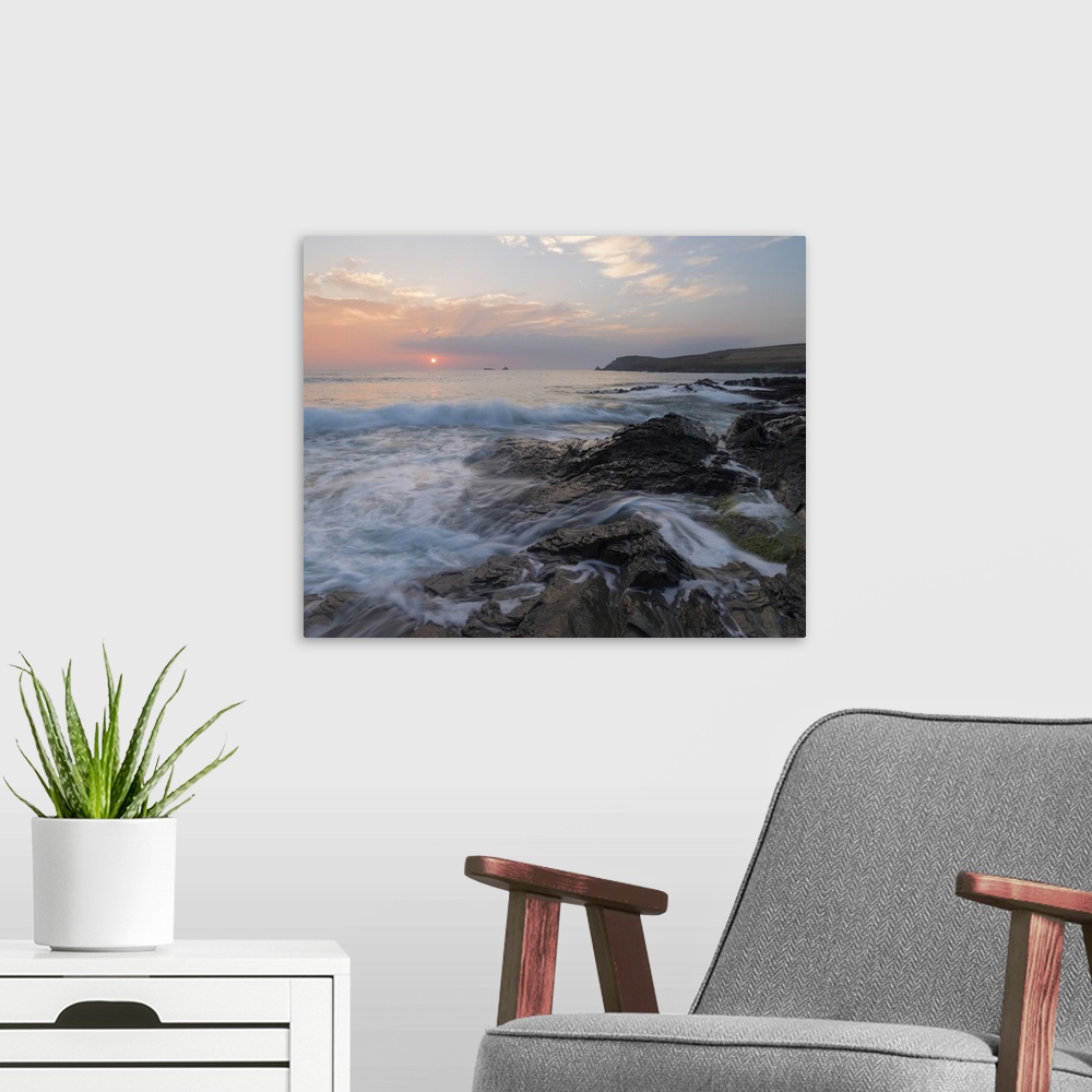 A modern room featuring Coastal scene from Boobys Bay, Cornwall, England