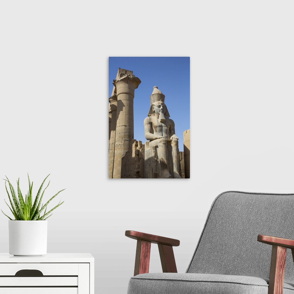 A modern room featuring Colossus of Ramses II, Court of Ramses II, Luxor Temple, UNESCO World Heritage Site, Luxor, Thebe...