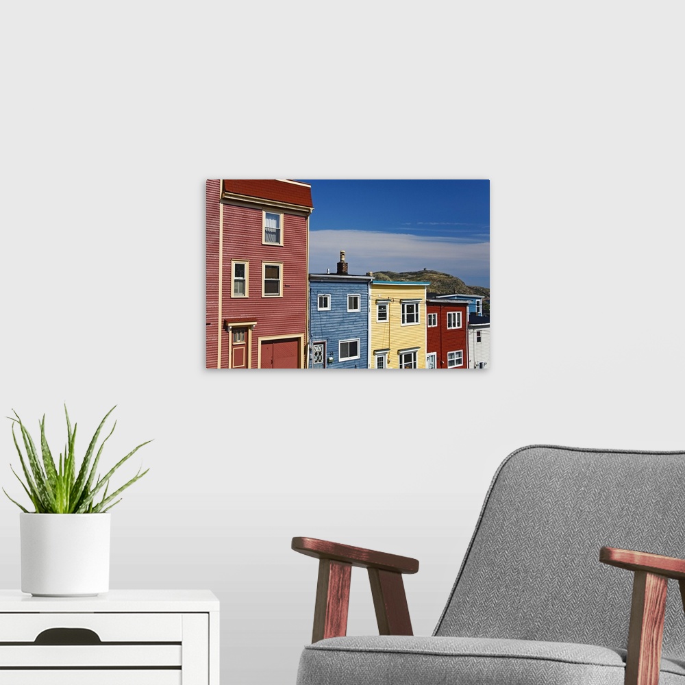 A modern room featuring Colourful houses in St. John's City, Newfoundland, Canada