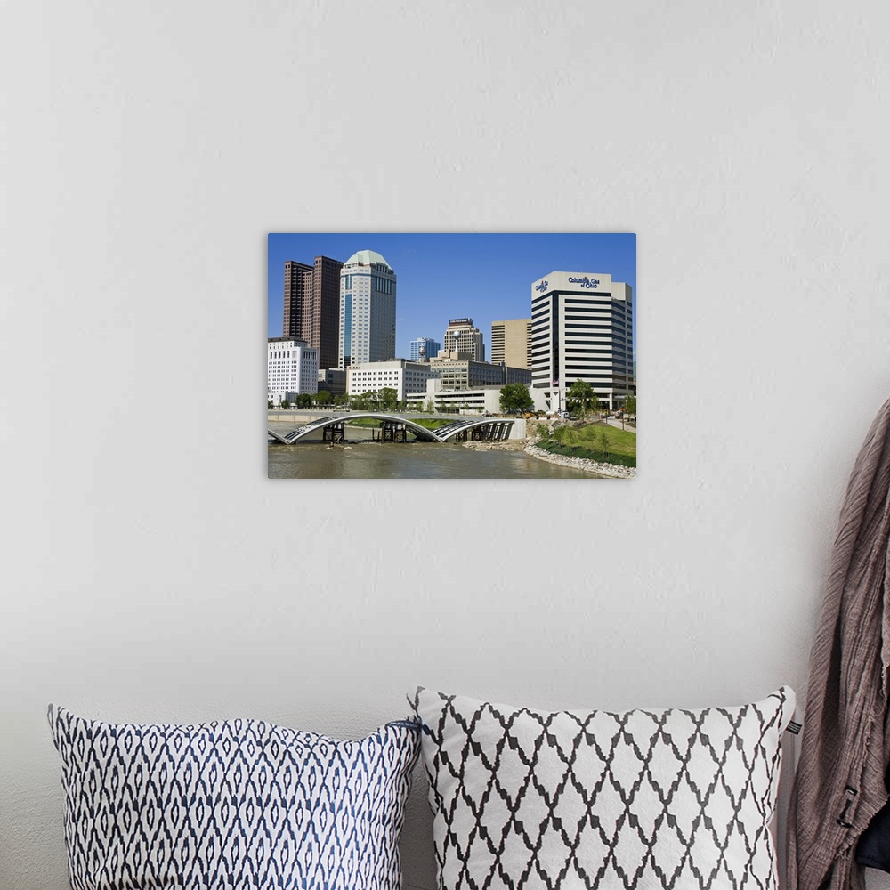A bohemian room featuring Columbus skyline and Scioto River, Columbus, Ohio, United States of America