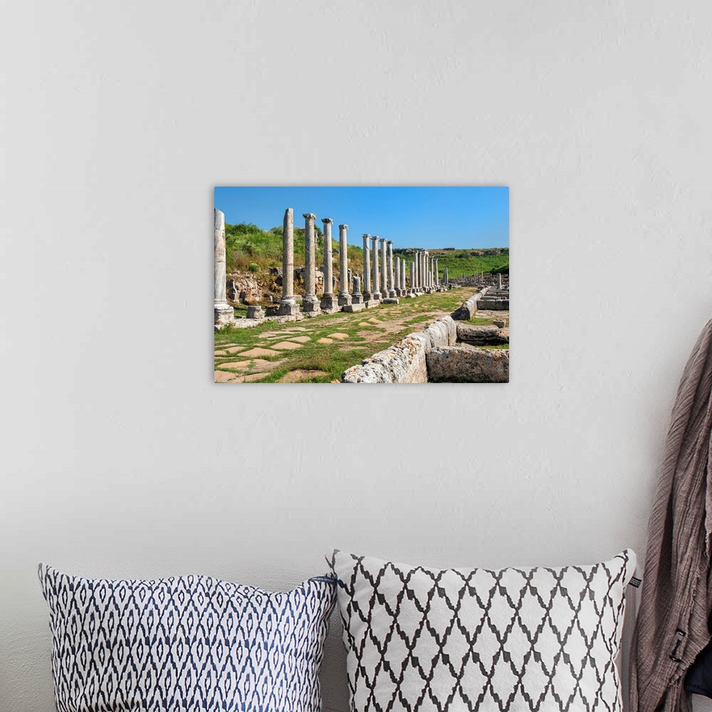 A bohemian room featuring Columned street leading to the Nymphaeum, Antalya, Anatolia, Turkey