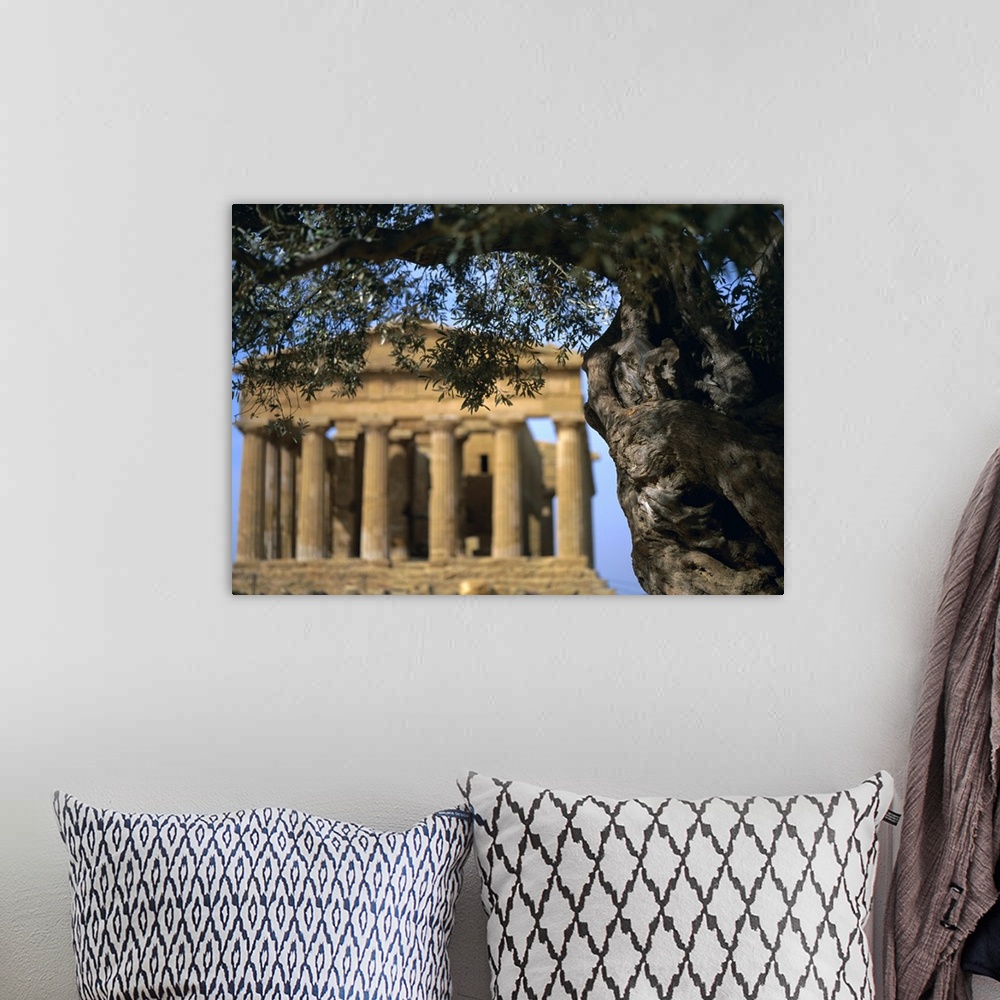 A bohemian room featuring Concordia Temple, Agrigento, UNESCO World Heritage site, Sicily, Italy, Mediterranean, Europe