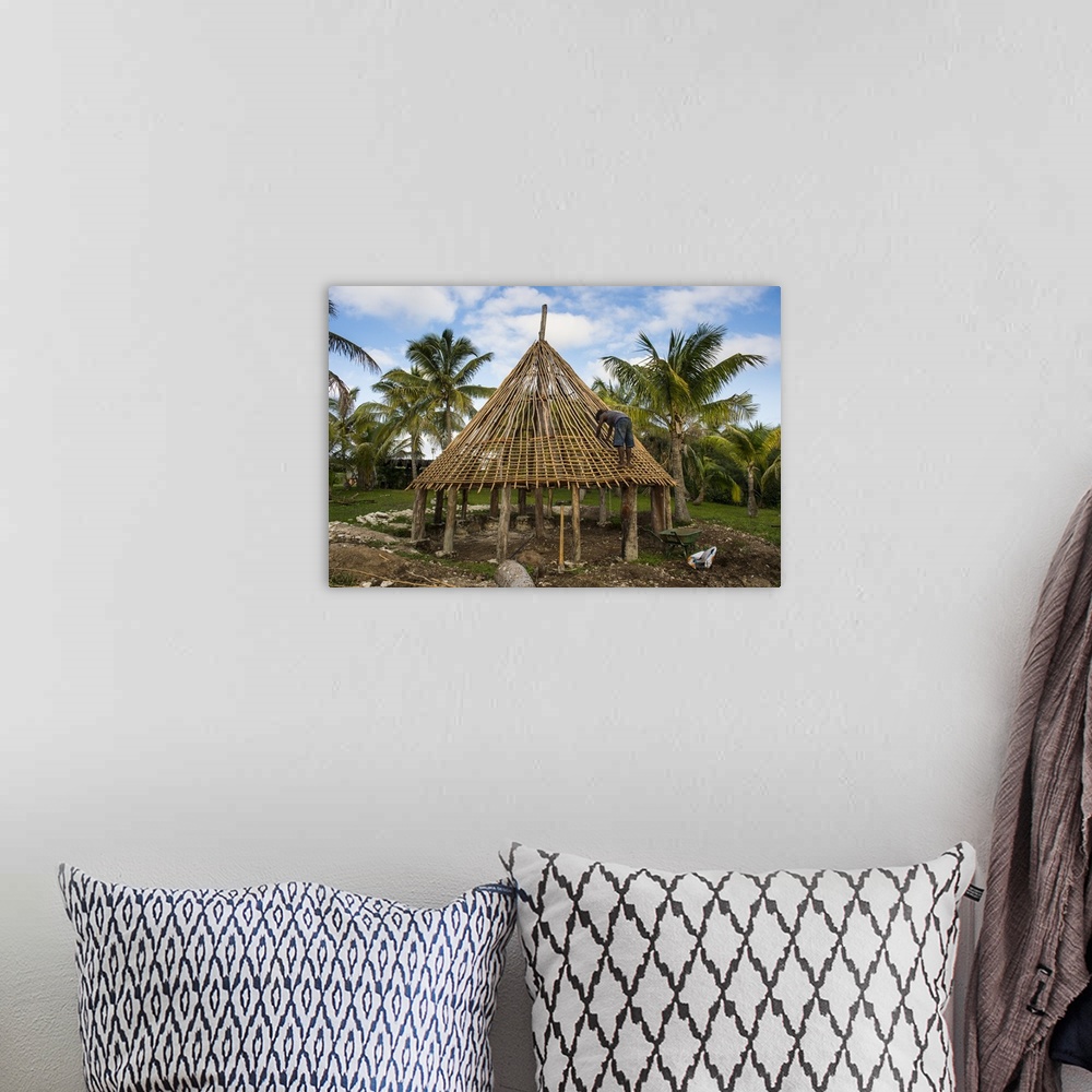 A bohemian room featuring Construction of a traditional house, Ouvea, Loyalty Islands, New Caledonia
