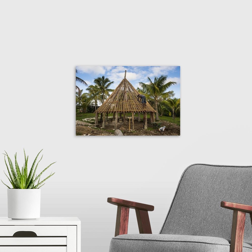 A modern room featuring Construction of a traditional house, Ouvea, Loyalty Islands, New Caledonia