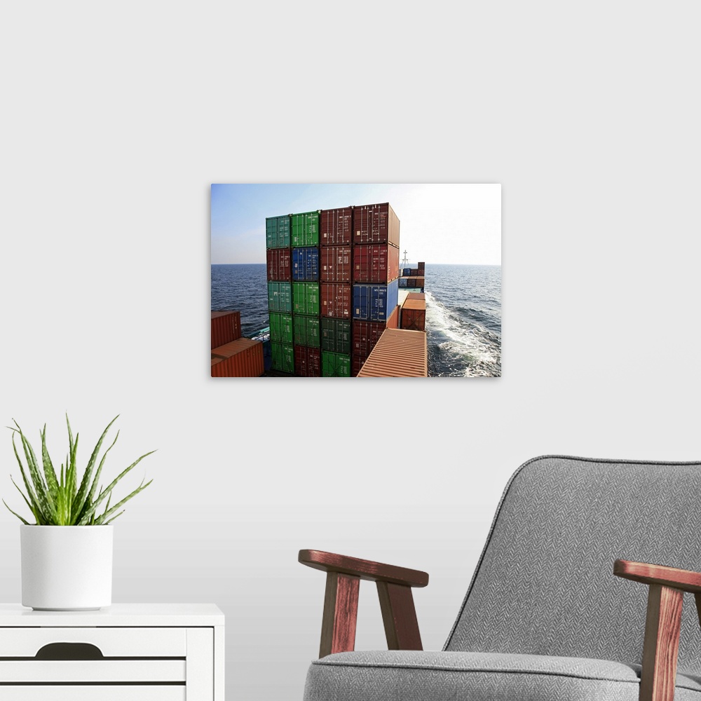 A modern room featuring Container ship, Baltic Sea, Sweden, Scandinavia, Europe
