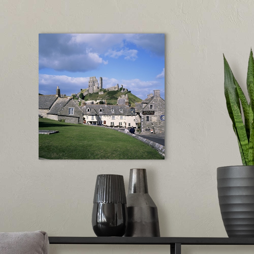 A modern room featuring Corfe Castle, Dorset, England, United Kingdom, Europe
