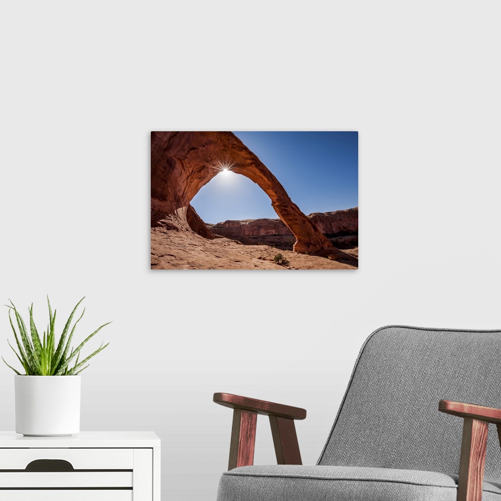 A modern room featuring Corona Arch, Moab, Utah, United States of America, North America