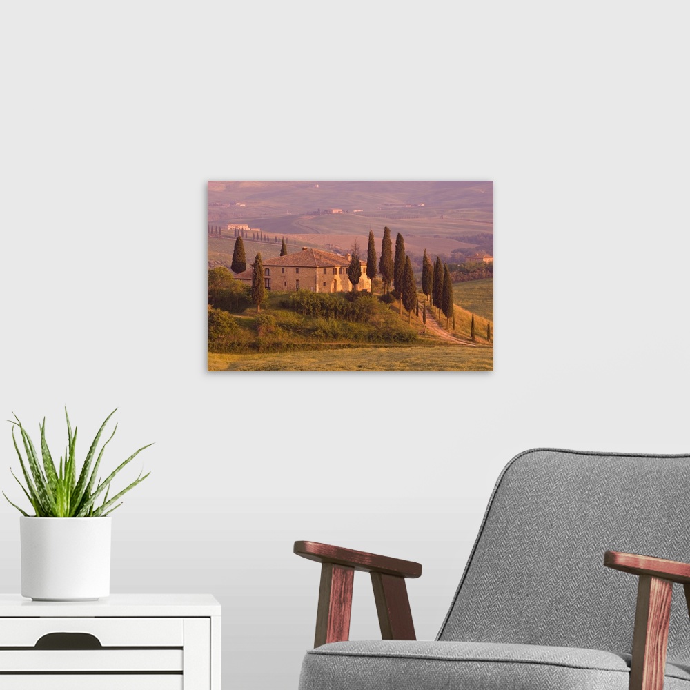 A modern room featuring Country house, Il Belvedere, San Quirico d'Orcia, Tuscany, Italy