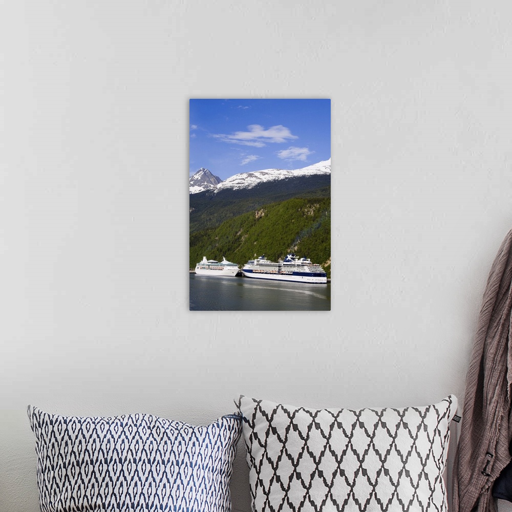 A bohemian room featuring Cruise ships docked in Skagway, Southeast Alaska, United States of America