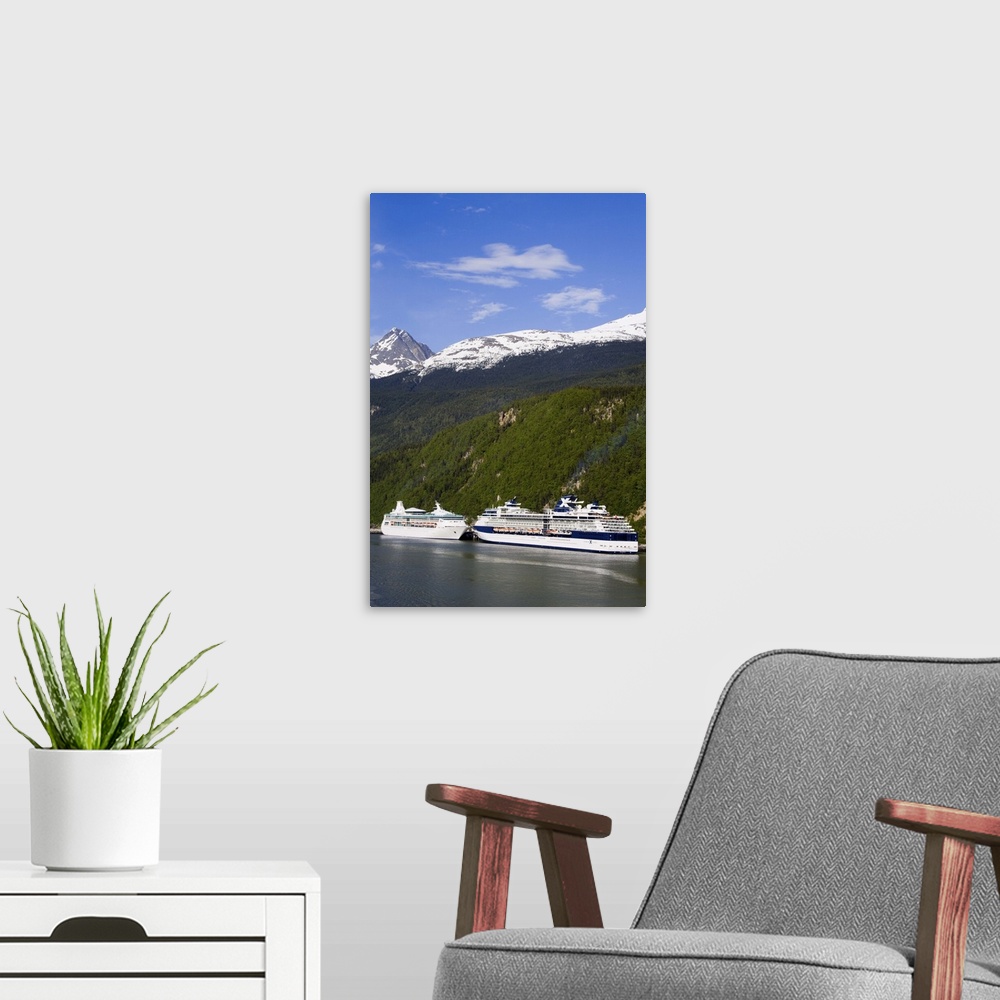 A modern room featuring Cruise ships docked in Skagway, Southeast Alaska, United States of America