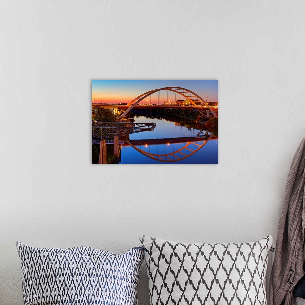 A bohemian room featuring Cumberland River and Gateway Bridge, Nashville, Tennessee, USA