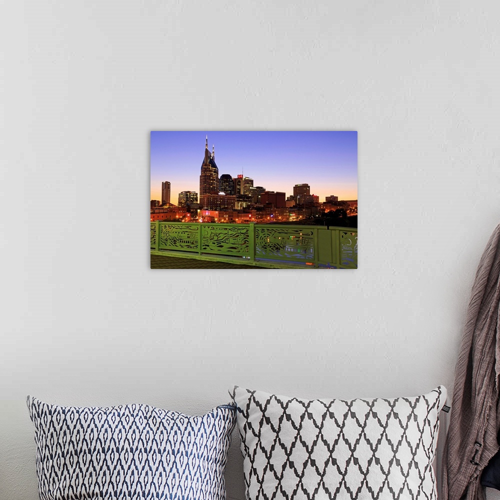 A bohemian room featuring Cumberland River and Nashville skyline, Tennessee, USA