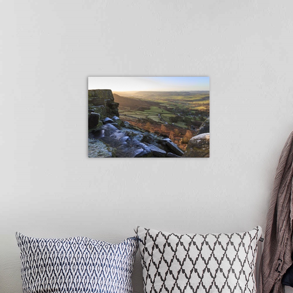 A bohemian room featuring Curbar Edge, at sunrise on a frosty winter morning, Peak District National Park, Derbyshire, Engl...