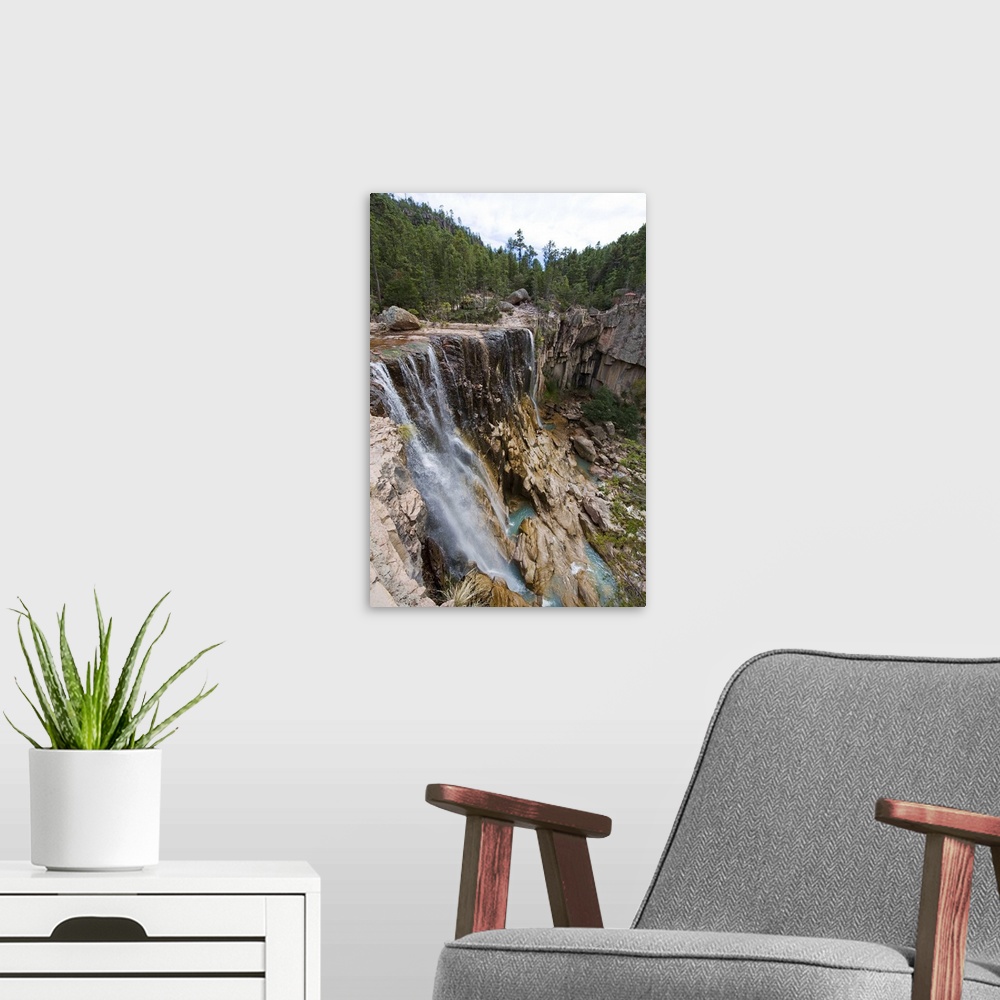 A modern room featuring Cusarare waterfall, Creel, Barranca del Cobre, Chihuahua state, Mexico
