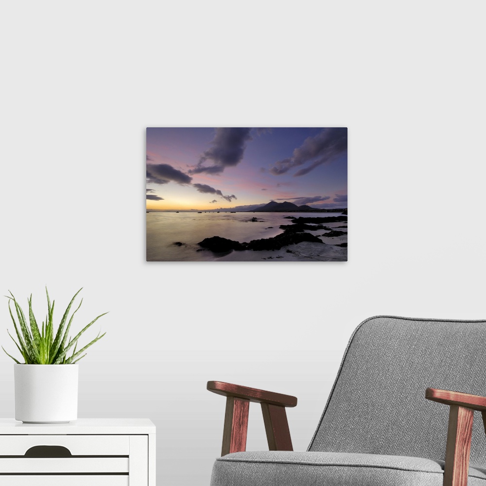 A modern room featuring Dawn over Clew Bay and Croagh Patrick mountain, Connacht, Republic of Ireland