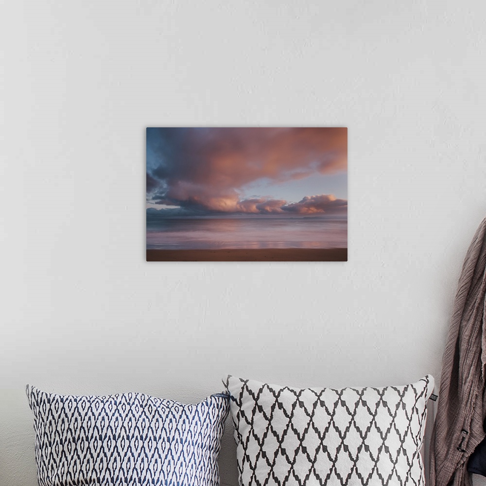 A bohemian room featuring Dawn sky over Carbis Bay beach, Cornwall, England, UK
