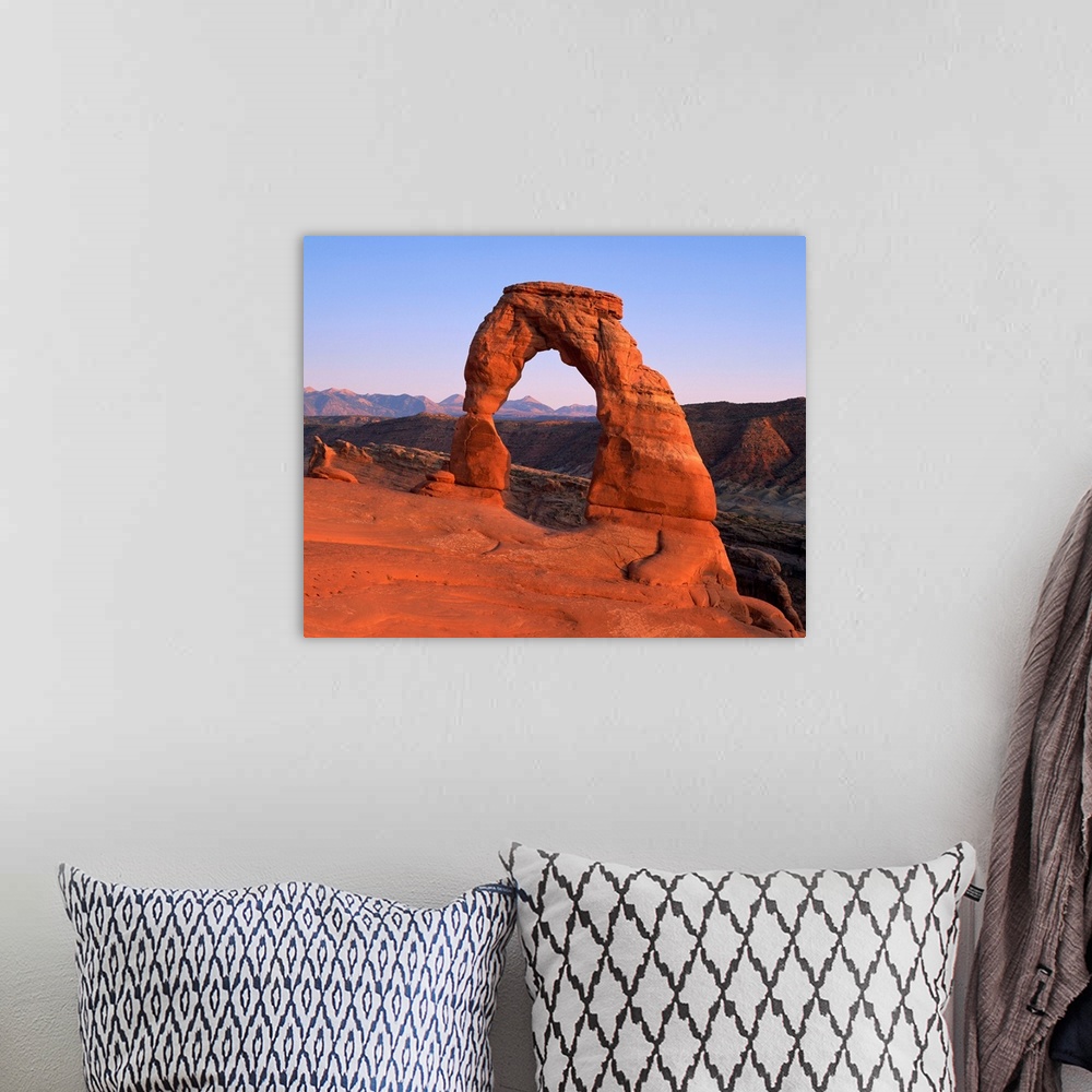 A bohemian room featuring Delicate Arch in the Arches National Park in Utah