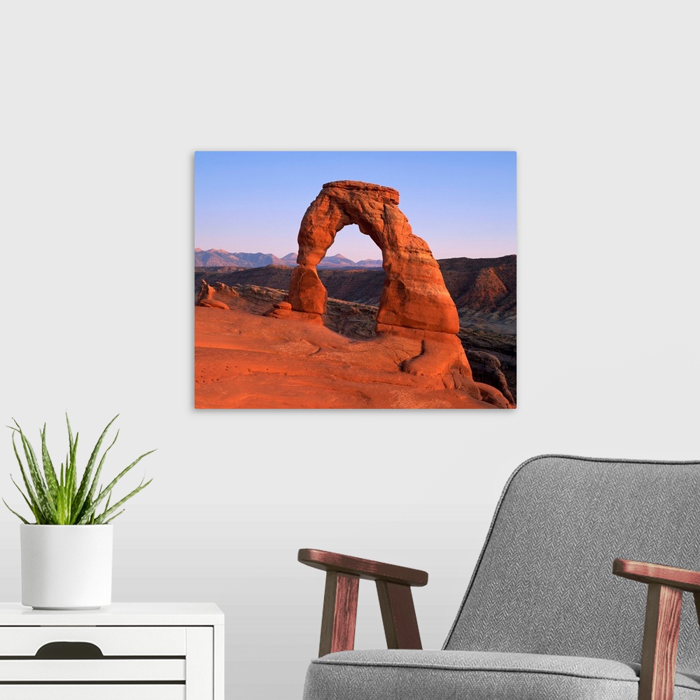 A modern room featuring Delicate Arch in the Arches National Park in Utah