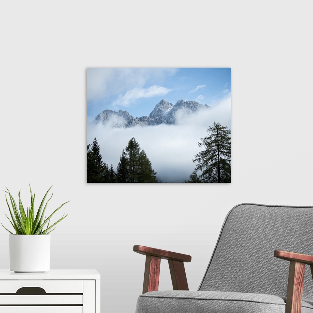 A modern room featuring Detail of Mountain Peaks, Vrsic Pass, Julian Alps, Triglav National Park, Upper Carniola, Sloveni...