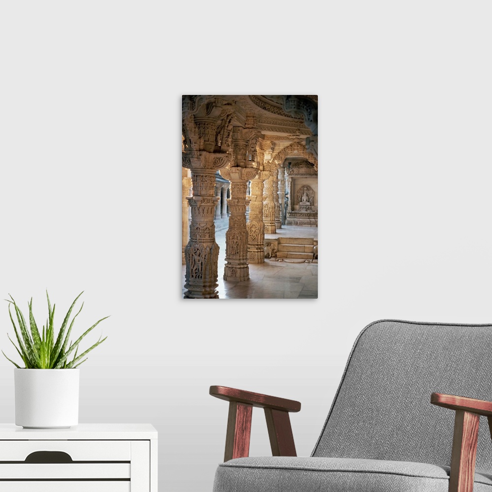 A modern room featuring Dillawara temple, Mount Abu, Rajasthan state, India, Asia