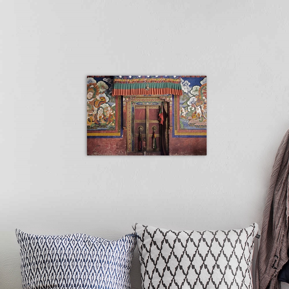 A bohemian room featuring Door and wall paintings, Lamayuru gompa Lamayuru, Ladakh, Indian Himalaya, India