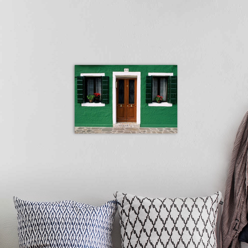 A bohemian room featuring Door and windows of a house, Burano, Venice, Veneto, Italy