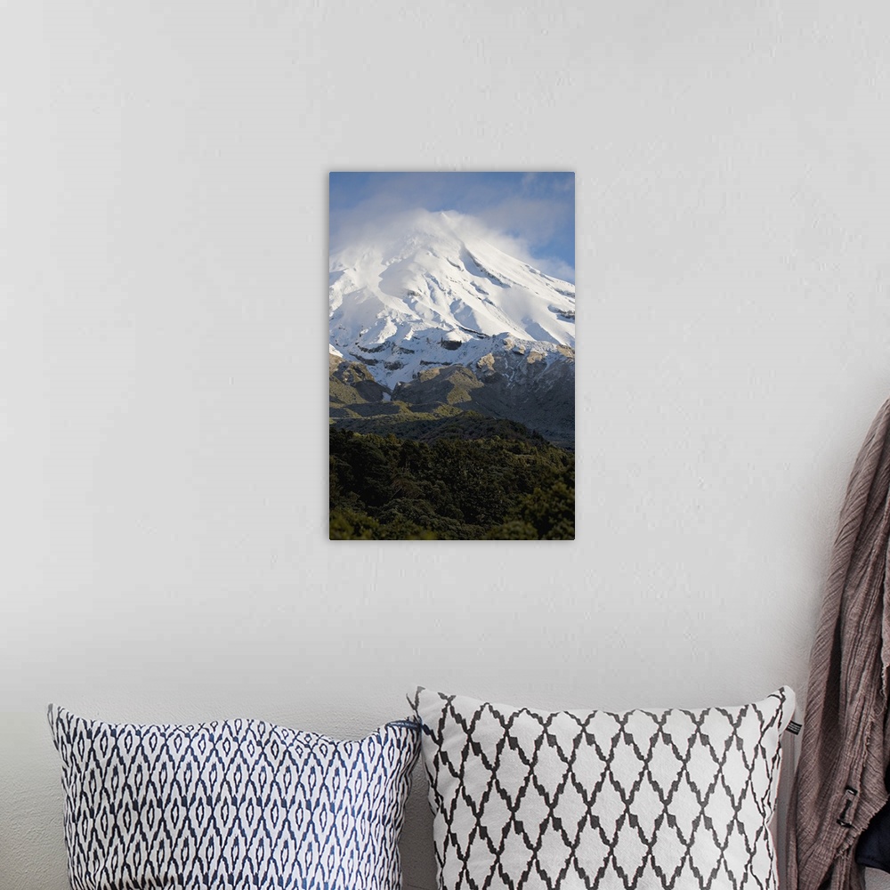 A bohemian room featuring Dormant volcano Mount Egmont, Egmont National Park, North Island, New Zealand