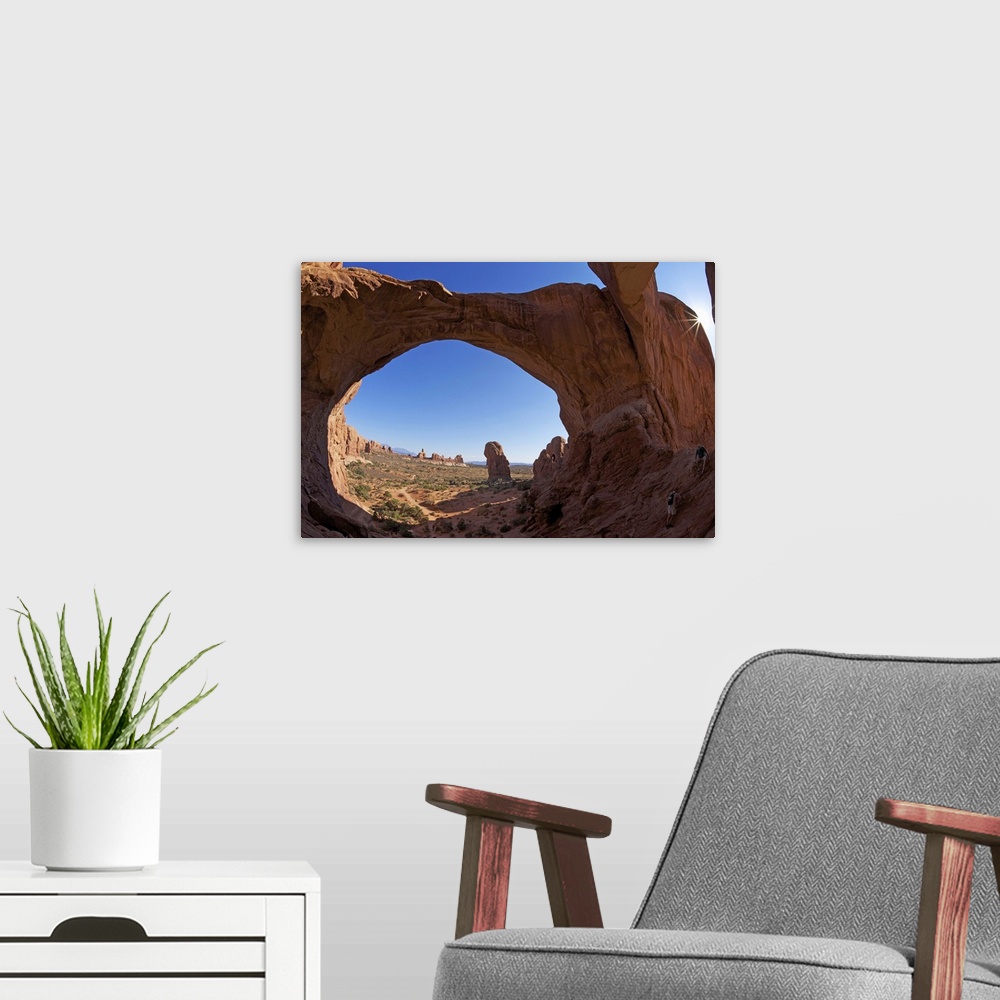 A modern room featuring Double Arch, Arches National Park, Moab, Utah