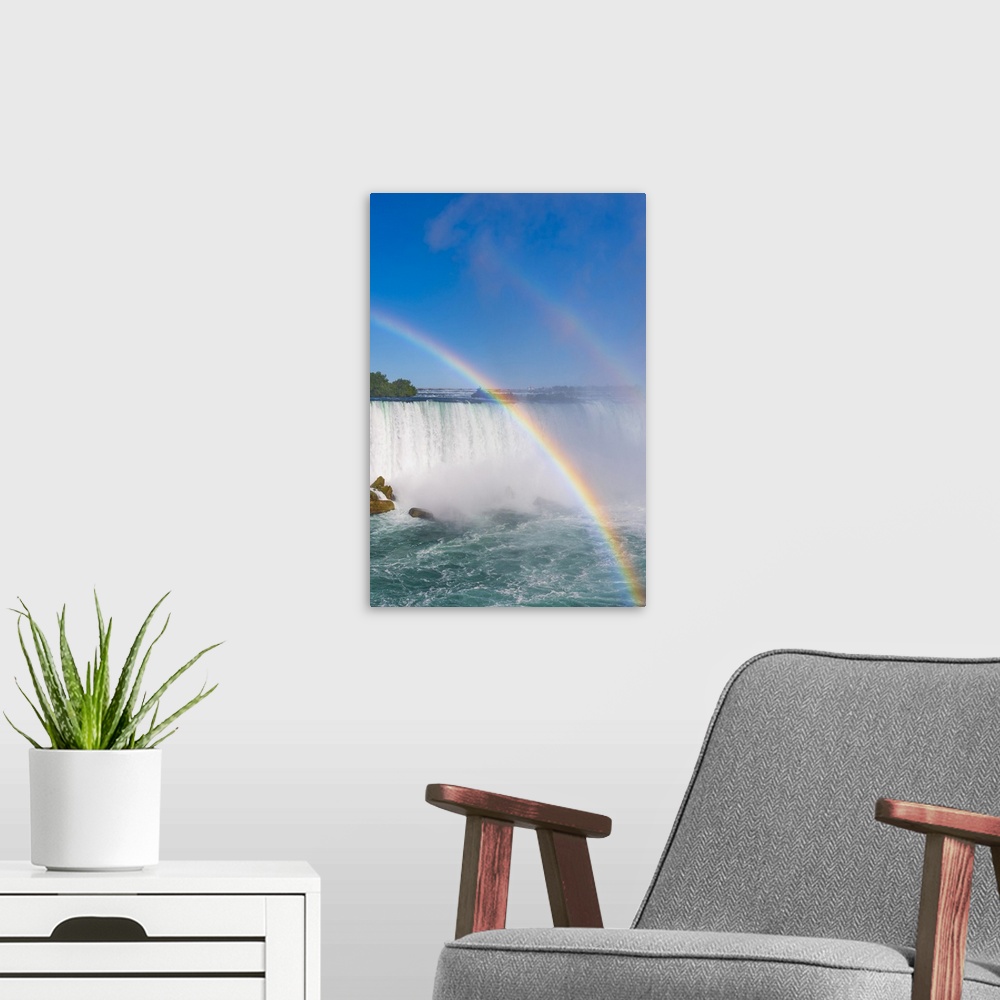 A modern room featuring Double rainbow, Horseshoe Falls, Niagara Falls, Ontario, Canada, North America