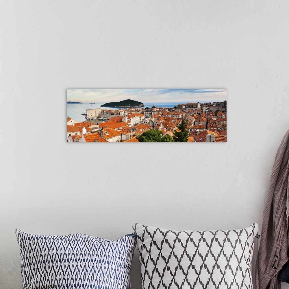 A bohemian room featuring Dubrovnik Old Town and Lokrum Island, Adriatic, Croatia