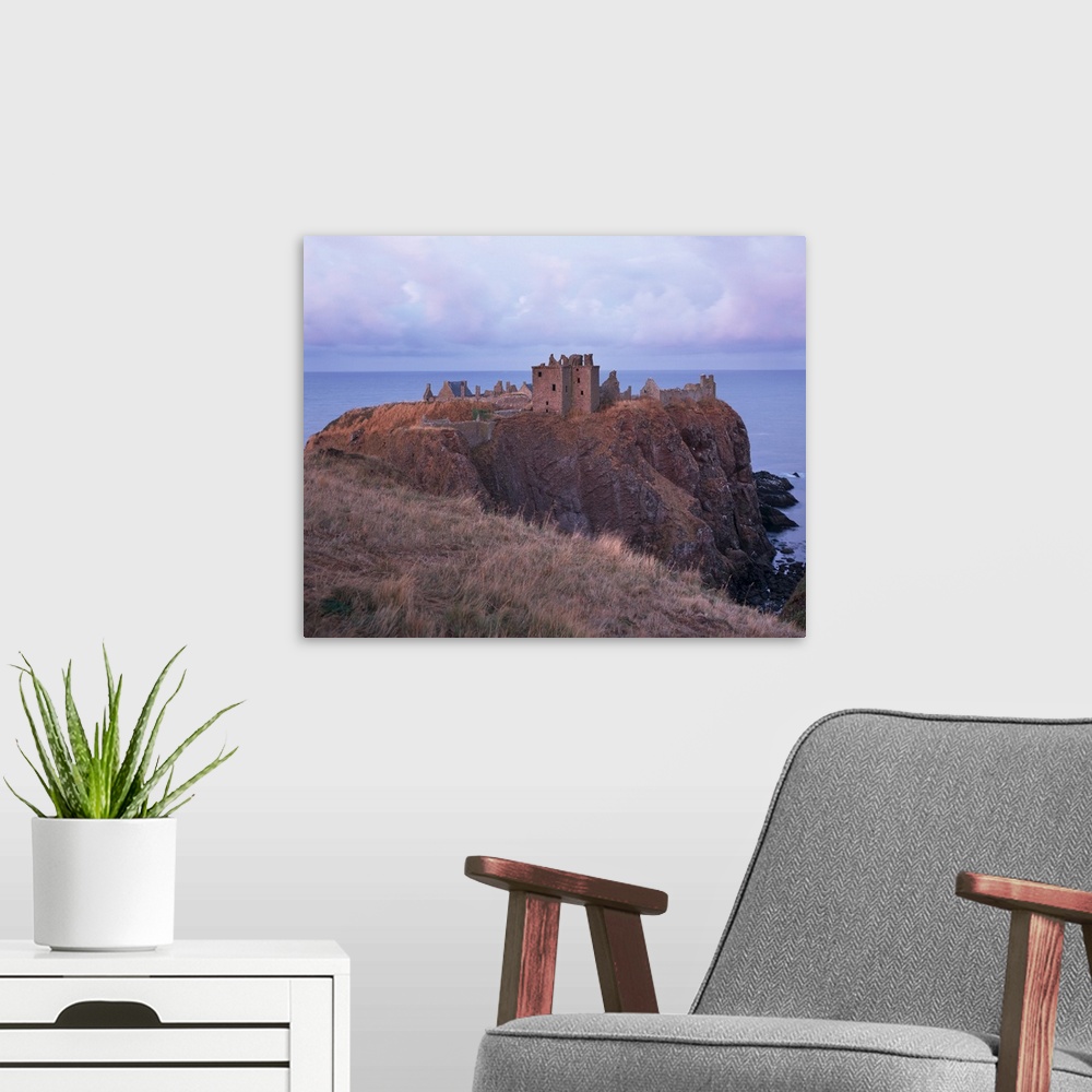 A modern room featuring Dunnottar Castle dating from the 14th century, Aberdeenshire, Scotland