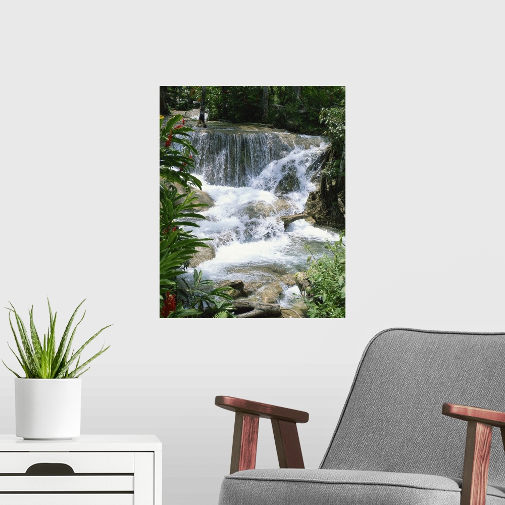 A modern room featuring Dunns River Falls, Ocho Rios, Jamaica, West Indies, Caribbean
