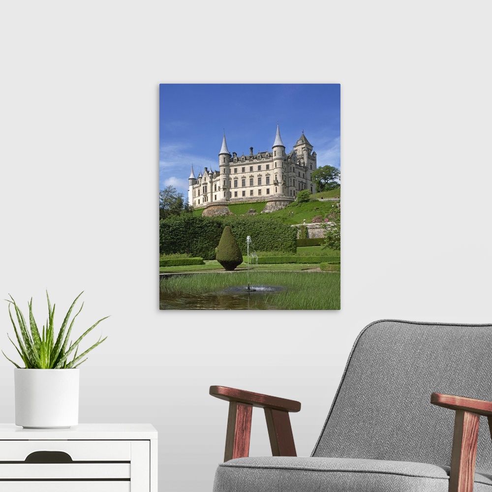 A modern room featuring Dunrobin Castle, Sutherland, Scotland, UK