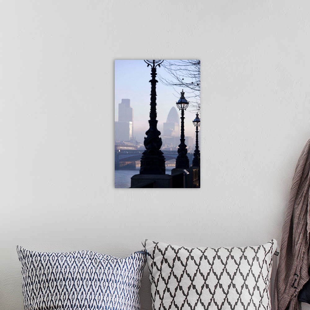 A bohemian room featuring Early morning view of the City of London from the South Bank, London, England