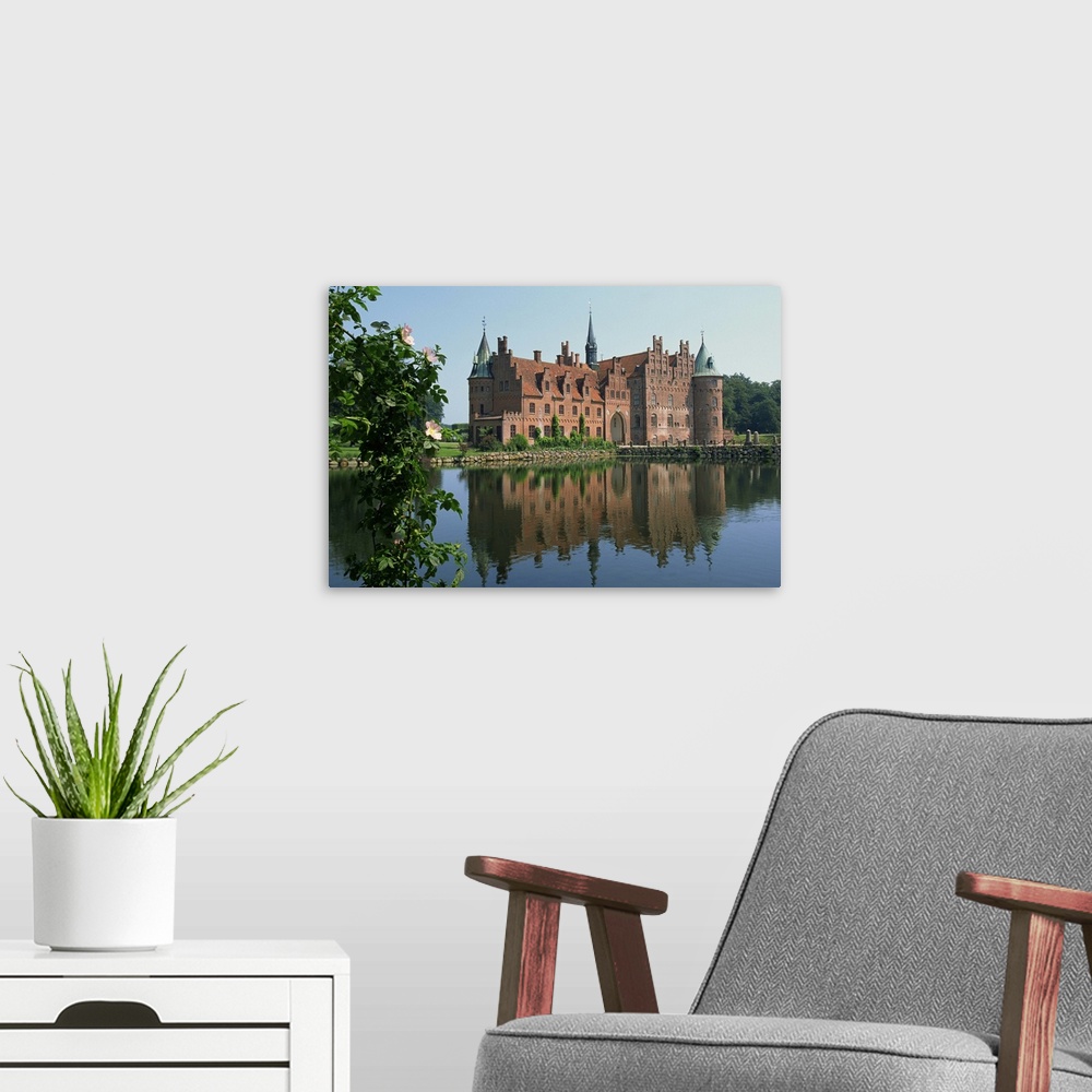 A modern room featuring Egeskov Castle, Funen, Denmark, Scandinavia, Europe