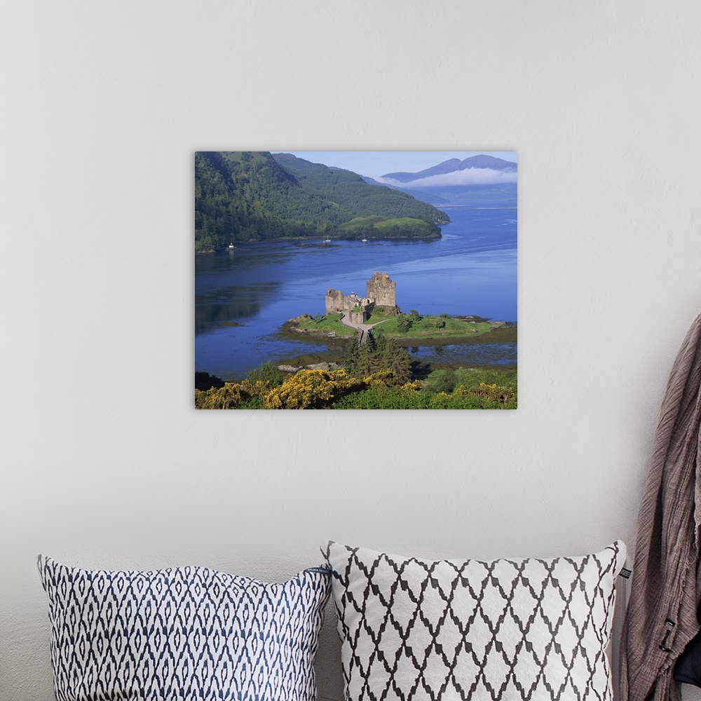 A bohemian room featuring Eilean Donan Castle, Highlands, Scotland, UK