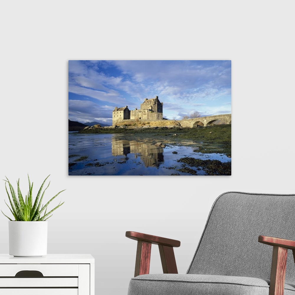 A modern room featuring Eilean Donan Castle, Highlands, Scotland, UK