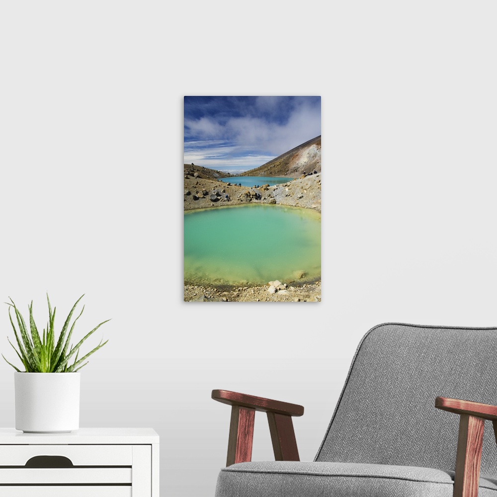 A modern room featuring Emerald Lakes, Tongariro National Park, North Island, New Zealand