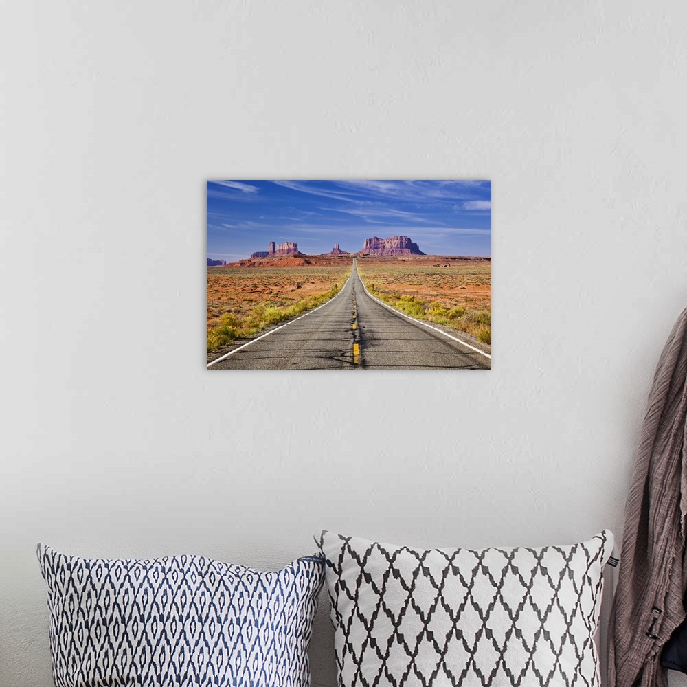 A bohemian room featuring Empty Road, Highway 163, Monument Valley, Utah