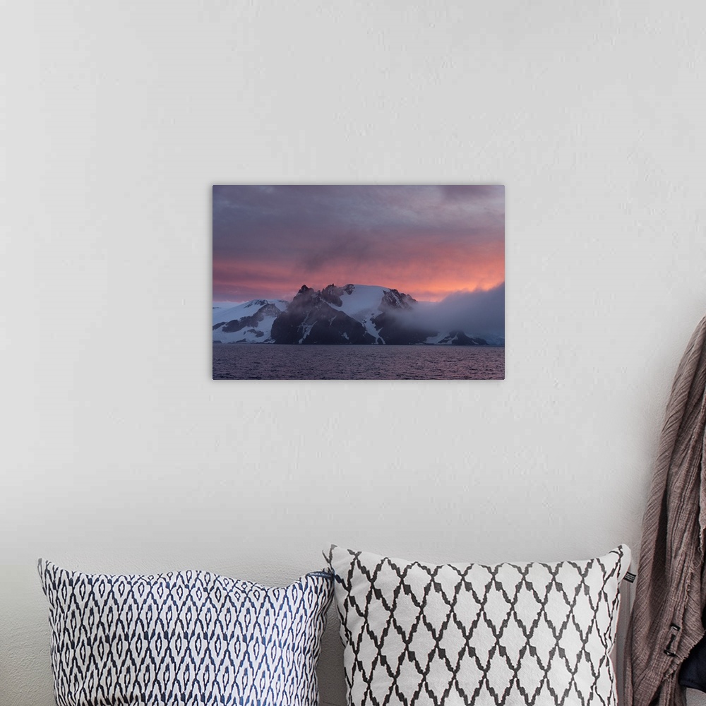 A bohemian room featuring English Strait at sunset, Antarctica